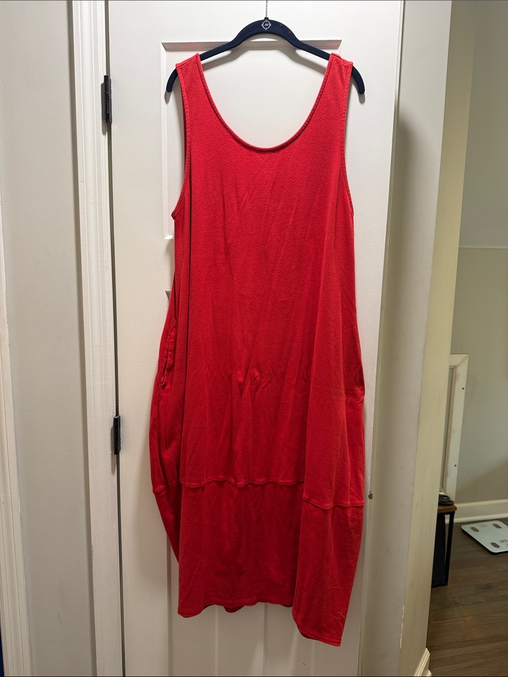 Free People Red Perth Barrel Tee Midi Dress, size Medium - Picture 3 of 8